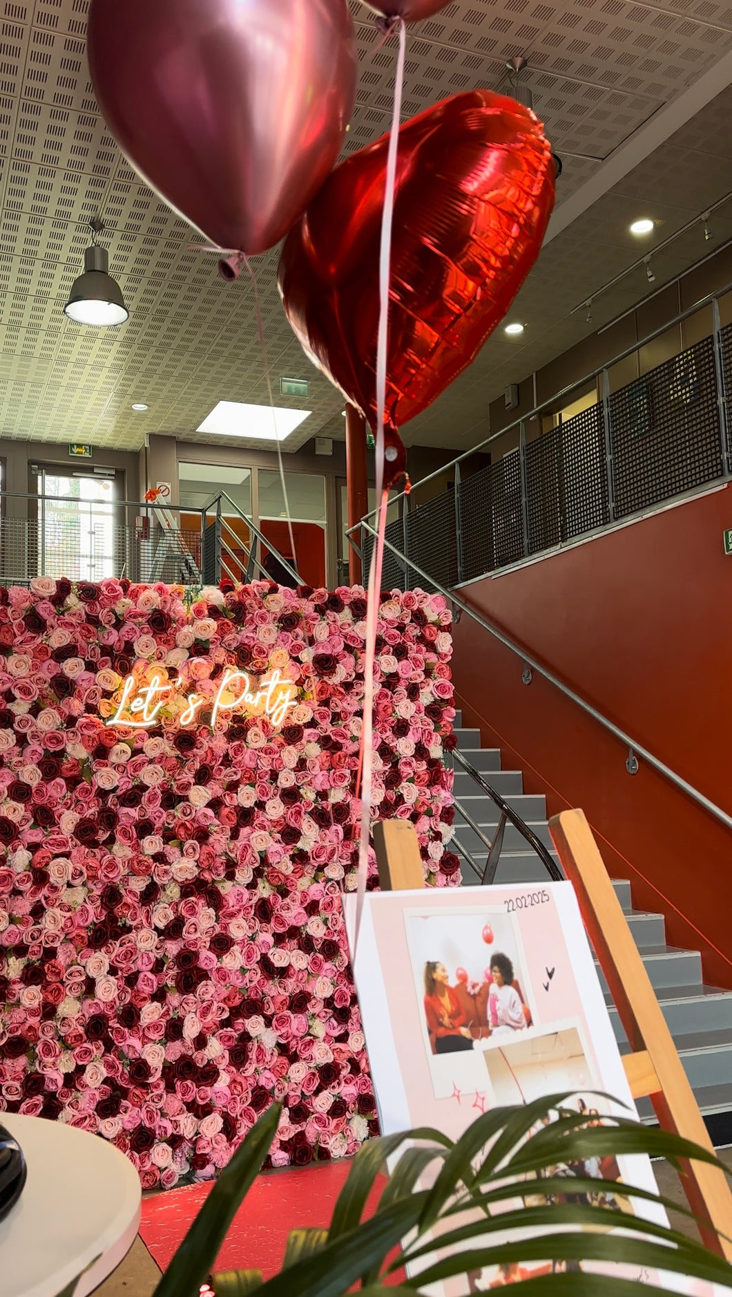 Mur de fleurs rose