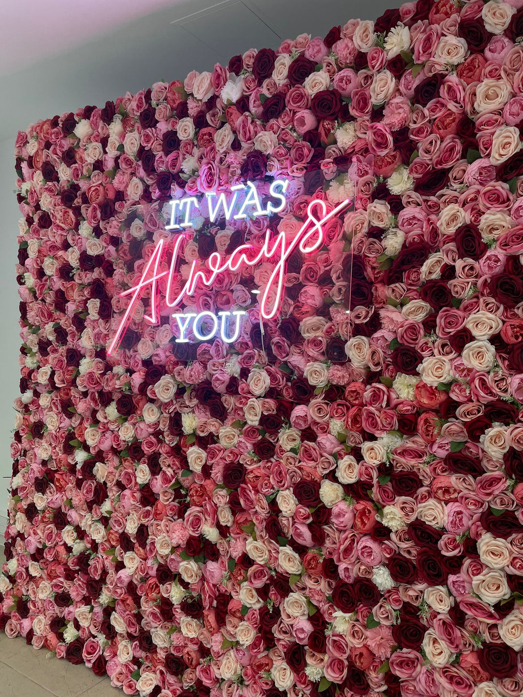 Mur de fleurs rose 